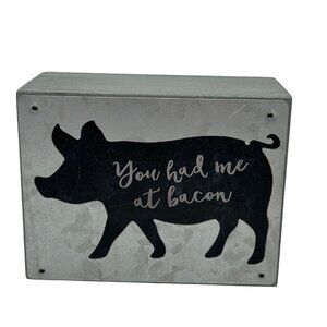 Pig Silhouette Funny Block Sign 4" Rustic Primitive Country Farmhouse Freestand